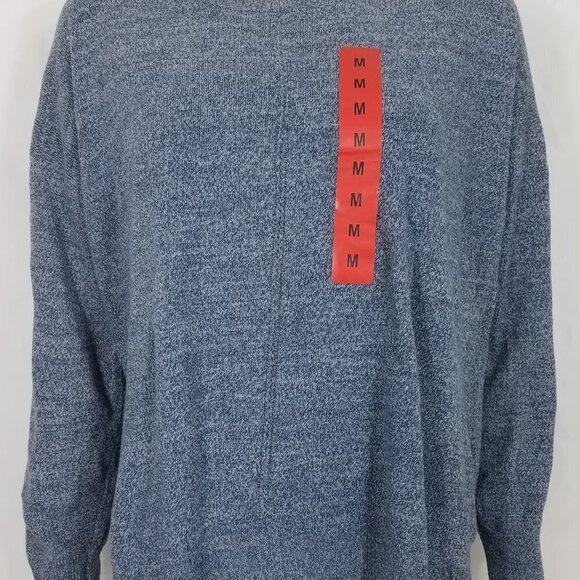 NWT Adrienne Vittadini blue heathered Storm Platinum scoop neck sweater Medium - Picture 1 of 10